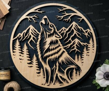 Wolf Round Frame